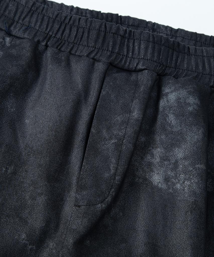 TONSIL Dirty Wash Elastic Waist Double Pleated Wide Pants Black