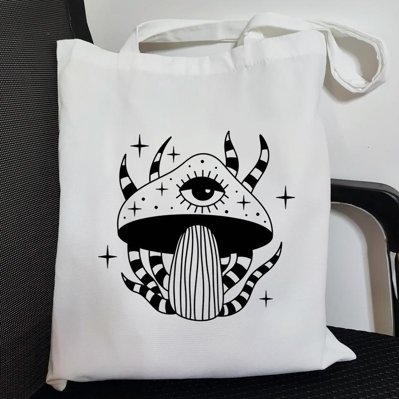 Gothic Mushroom Damen Umhängetasche Canvas Tasche Harajuku Shopper Tasche mit hoher Kapazität Mode Lässige Umhängetaschen Tote Shopper Tasche