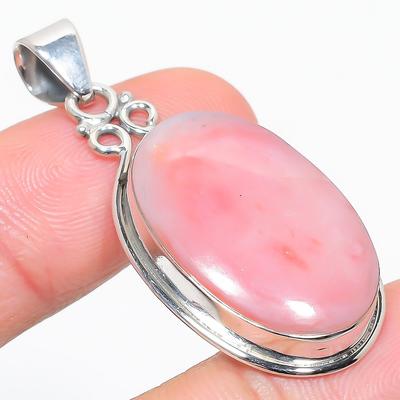 Natural Pink Opal Gemstone Handmade 925 Solid Sterling Silver Pendant 2'' O0B31