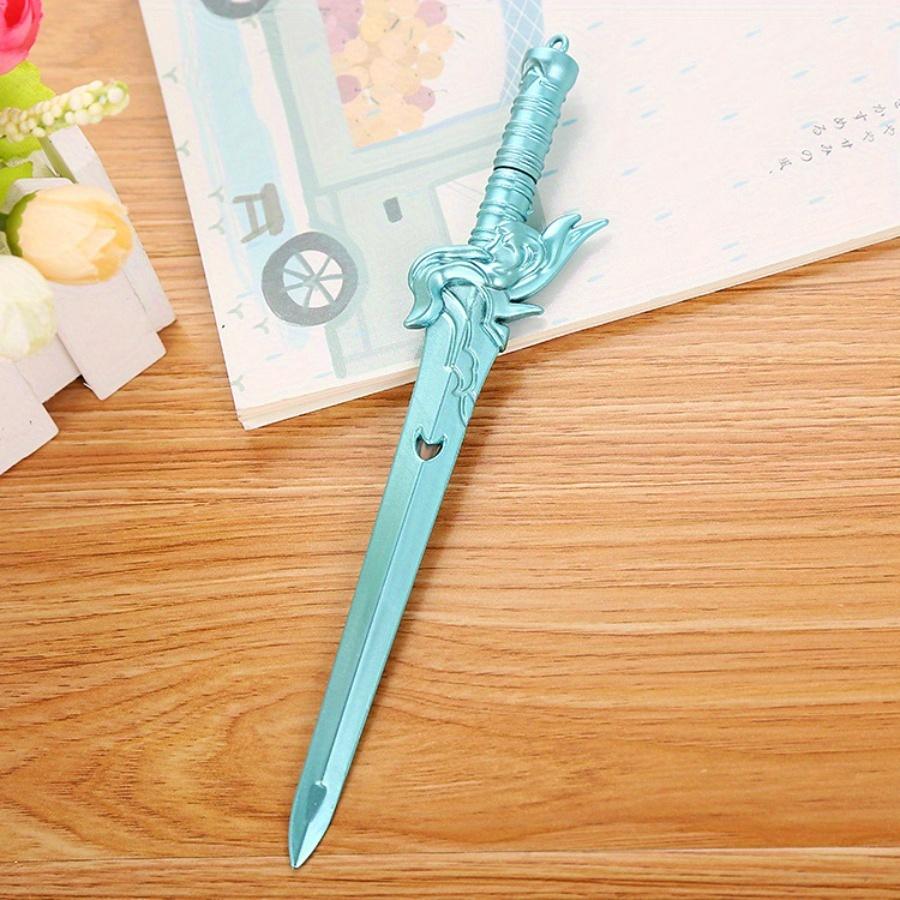 

1Pc 0.5mm ancient style Chinese martial arts sword pen creative plastic weapon shape water-based signature pen gift prizes синий