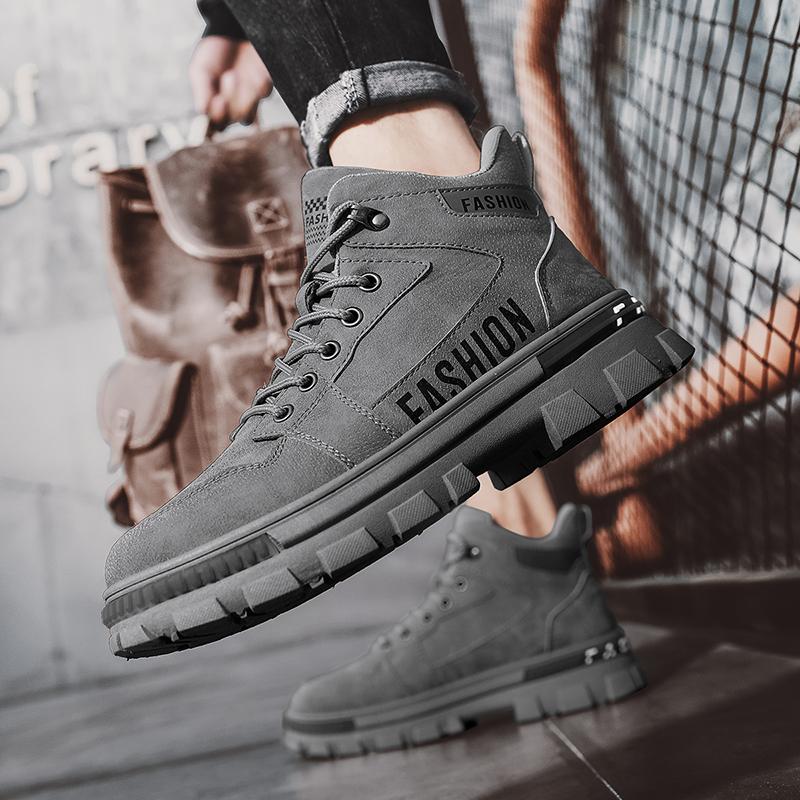 Fashion 2024 New shoes for male High Top Work Shoes winter  Warm Plush   Tooling Shoes platform boots black Leisure sports shoes