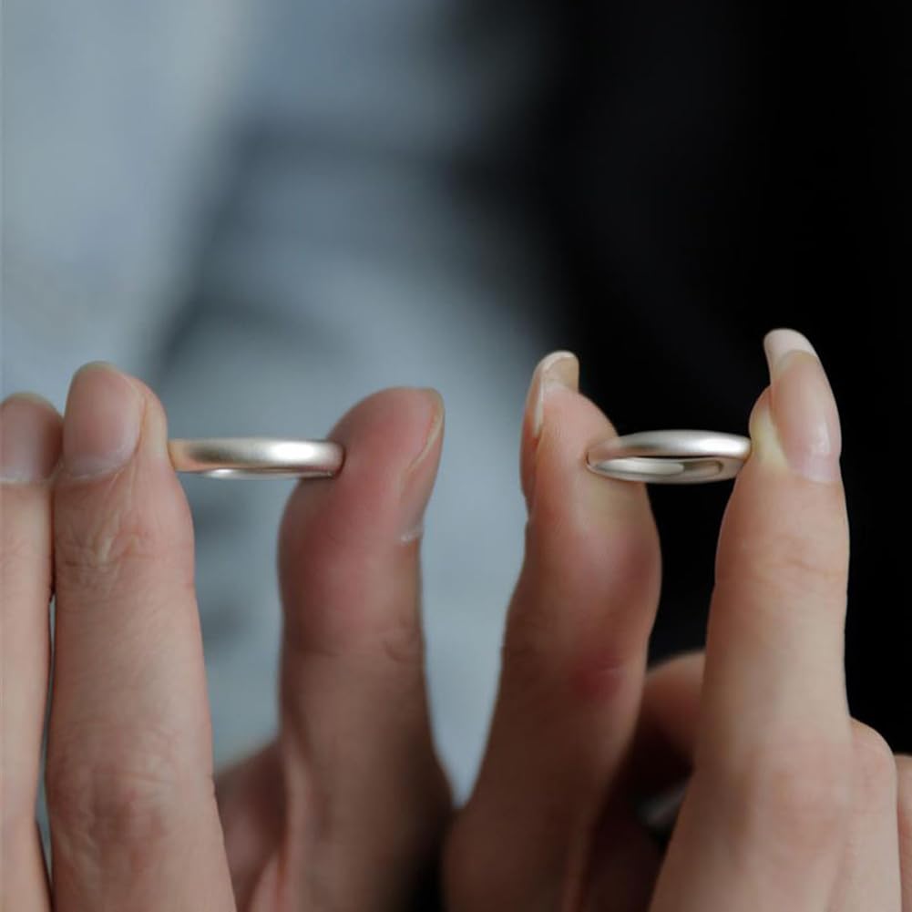Free Size 925 Couple Sterling Hypoallergenic To Day Gift [Rockyu] Pairing, Ring, Silver, Men's, Women's, Pairing, Simple, Silver, Metals, Valentine's