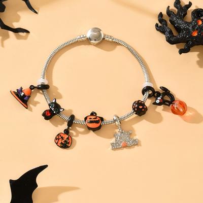 Halloween-Kürbis-Armbänder, Schmuck, Schmuckstücke, personalisierte Metallarmbänder mit Tropföl für Frauen, Burg