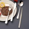 Stainless Steel Cutlery Set: Knife, Fork, Spoon & Chopsticks - Portable 4-Piece Set for Students, Travel, & Gifts