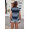 YYFS Modne damskie bluzki i koszule w stylu Casual, letnia, wiosenna w paski, z krótkim rękawem i dekoltem w kształcie litery V