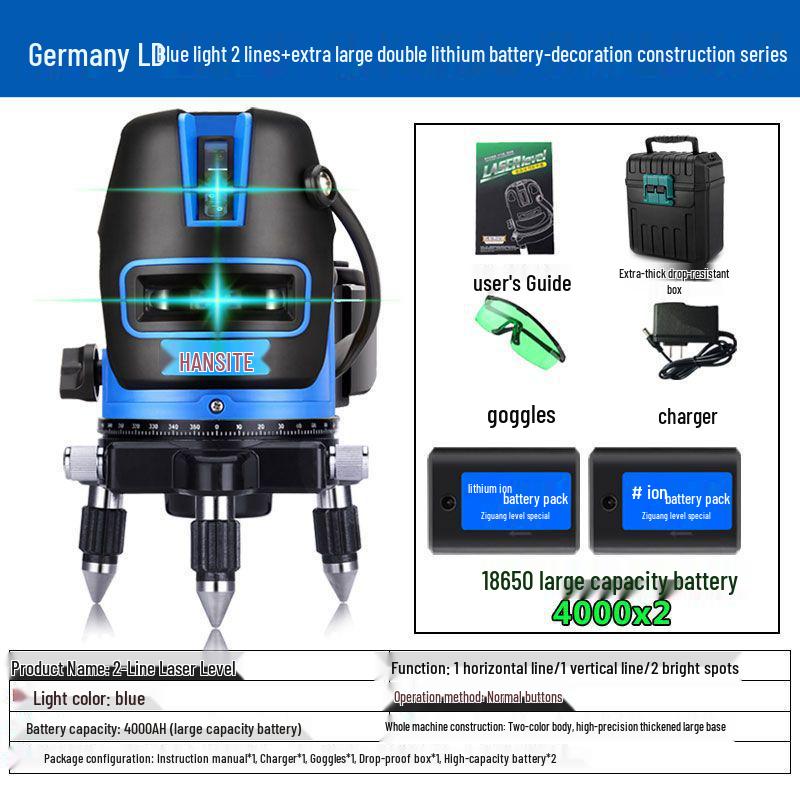 High-Precision Outdoor Infrared Laser Level with 2, 3, 5 Lines – Green/Blue Light