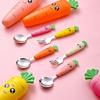 Carrots Set Children Dinnerware Stainless Steel Spoon Fork Flatware With Box Baby Feeding Tool Kitchen Tableware Supplies