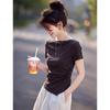 Damen-T-Shirt mit Falten, schmal geschnitten