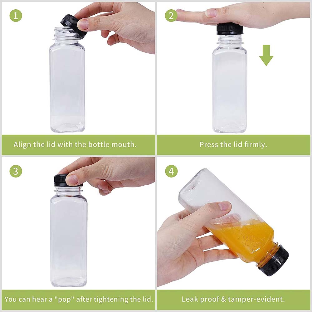 5 Pcs 8 Oz Plastic Juice Bottles Empty Clear Containers with Tamper Proof Lids for Juice, Milk and Other Beverage