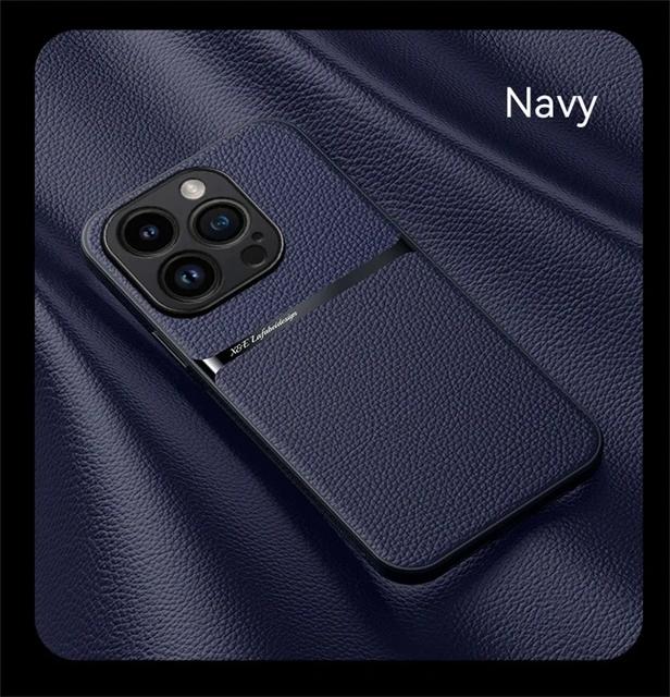 Leather Texture Case For iPhone 16 15 13 14 Pro Max Funda For iPhone 12 11 Pro 15 16 Plus Magnetic Support Phone Cover