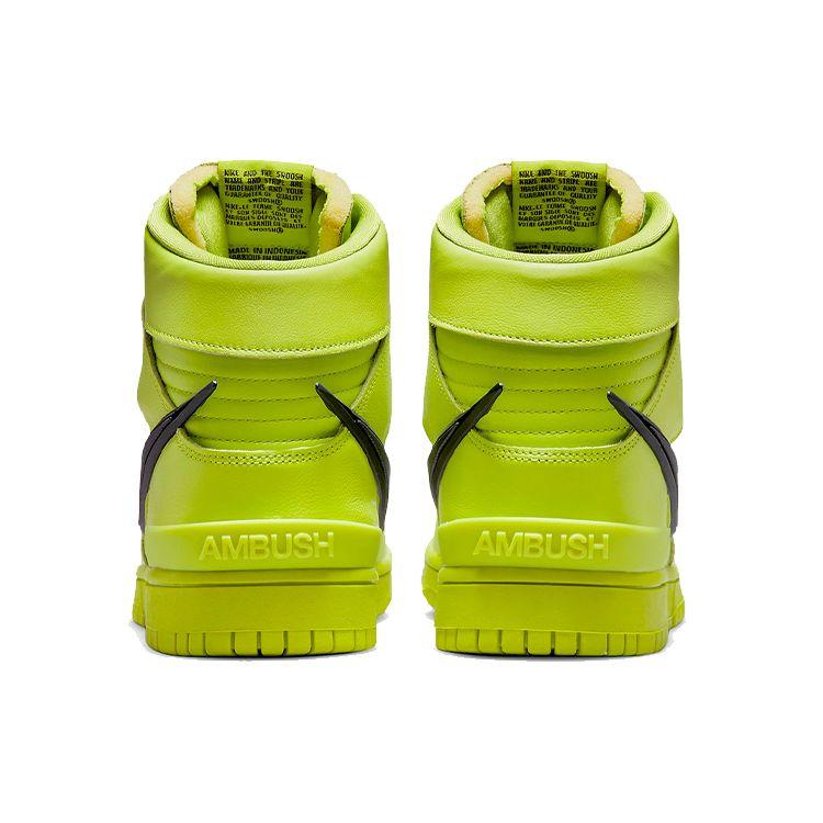 AMBUSH x Nike Dunk High Flash Lime Unisex Sneakers Yellow Black CU7544-300