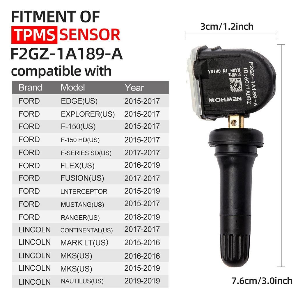 NEWHOW TPMS SENSOR SET OF 4 PROGRAMMED FOR FORD F150/EXPLORER/FUSION 2015-2024 - Replaces OEM