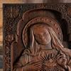 Vintage Religious Church Virgin Mary Sacred Heart Wood Sculpture, Catholic Saint Image Home Decoration