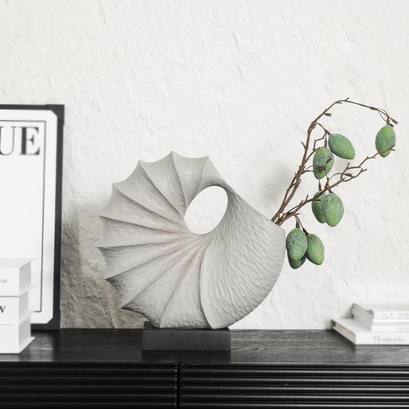 Artigianato in Resina Vaso da Fiori Conchiglia Guscio di Vongola Ornamenti per Composizioni Floreali Scultura Astratta Accessori per la Decorazione della Casa
