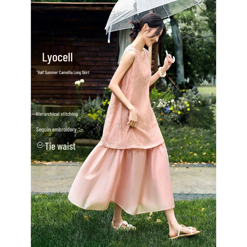 XWI Lyocell Chinese Style Sequin Faux Two-Piece A-Line Dress XL