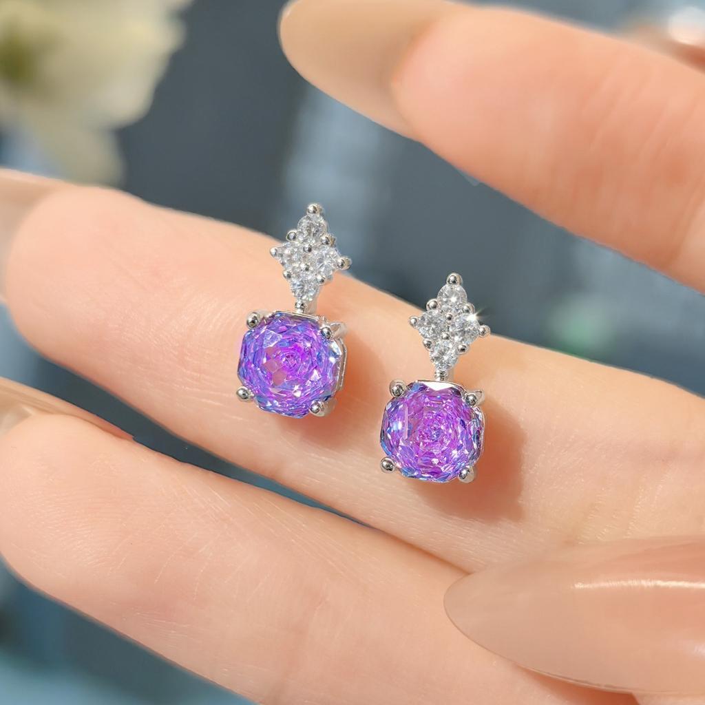 Achteck Millennium Schliff Set Ring Damen Leichter Luxus Premium Rosa Lila Lithium Champagner Gelb Hochkohlenstoff Diamant