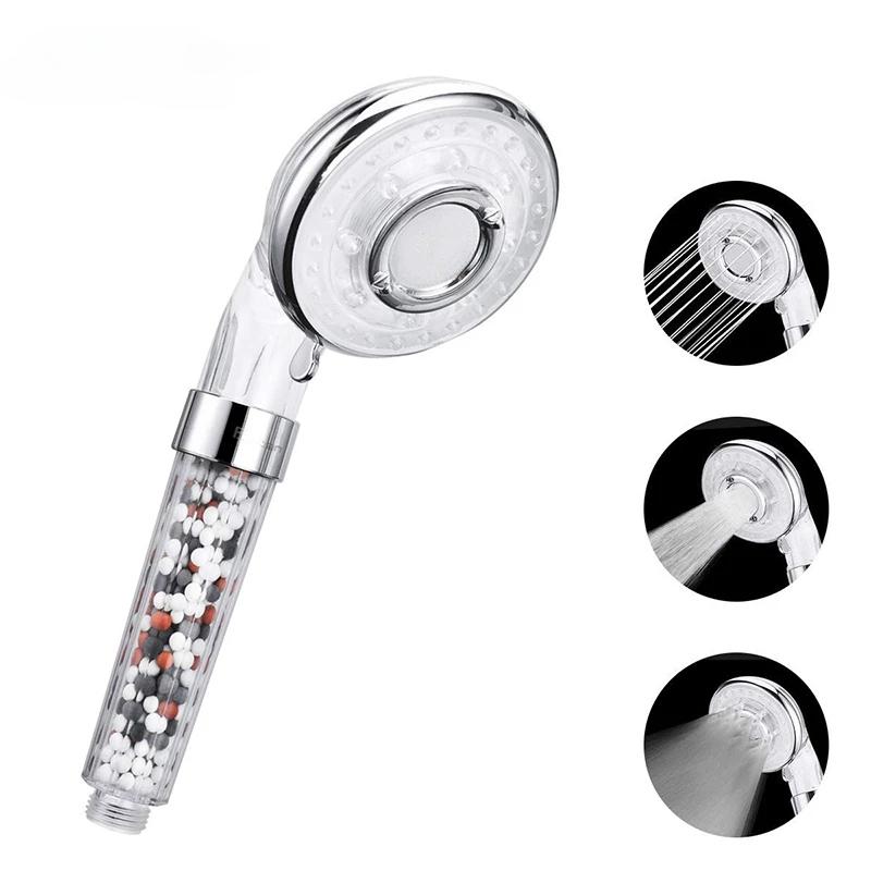 

3 функции, водосберегающая насадка для душа, круглая портативная насадка высокого давления из АБС-пластика, режим остановки воды, экономия воды, аксессуары для ванной комнаты высокого давления