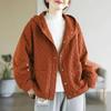 Women's Autumn Winter Loose Thickened Warm Jacket of Medium Length with Long Sleeves and Hood Temperament Jacket