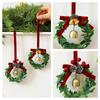 1Pc Merry Christmas Mini Wreath - Dollhouse Miniature Xmas Tree Garland with Snow Ornaments, Craft Decor