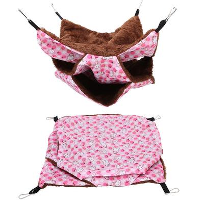 Dreilagige Warme Hängematte für Kleintiere, Hängebett, Schlafsack für Hamster, Zuckergleiter, Eichhörnchen