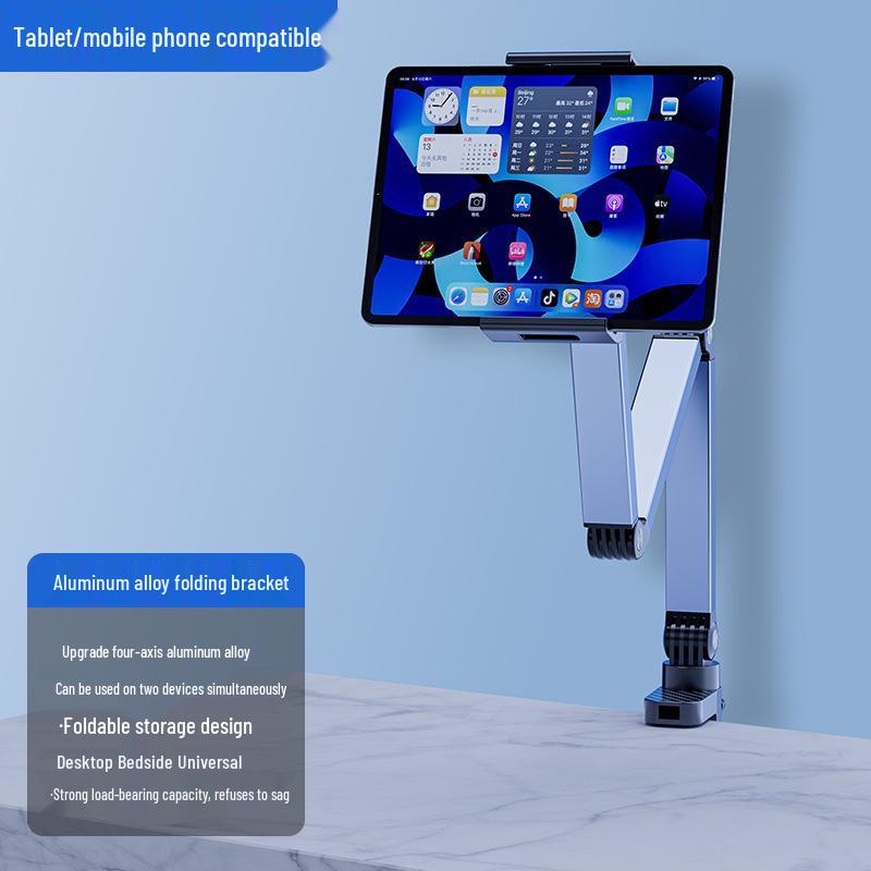 

Retractable Mobile Phone Holder for Bedside or Desktop Viewing серебряный