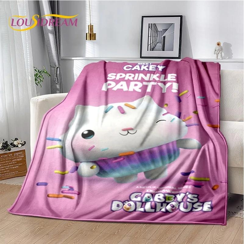 Cartoon Cute Gabbys Dollhouse Girl Soft Flannel Blanket for Bed Bedroom Sofa Picnic,Throw Blanket Children Outdoors Leisure Gift