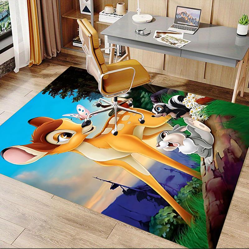 1pc Bambis Journey Through Forest Carpet for Playroom Bedroom Living Room Sofa Home Decor,kids Game Area Rug Non-slip Floor Mat Y72932
