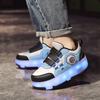 Kid's Roller Skates Removable Flat Charging LED Four Wheels Glowing Sports Shoes Pink Women's Glowing Sneakers
