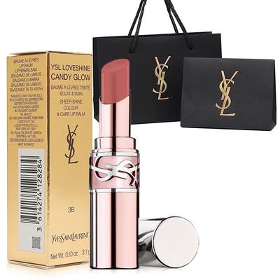 Yves Saint Laurent Love Shine Candy Glow Balm Rosenholz Kaufhaus Shopper Inklusive (#3B Rouge) Lippenstift, Kosmetik, Geschenk,