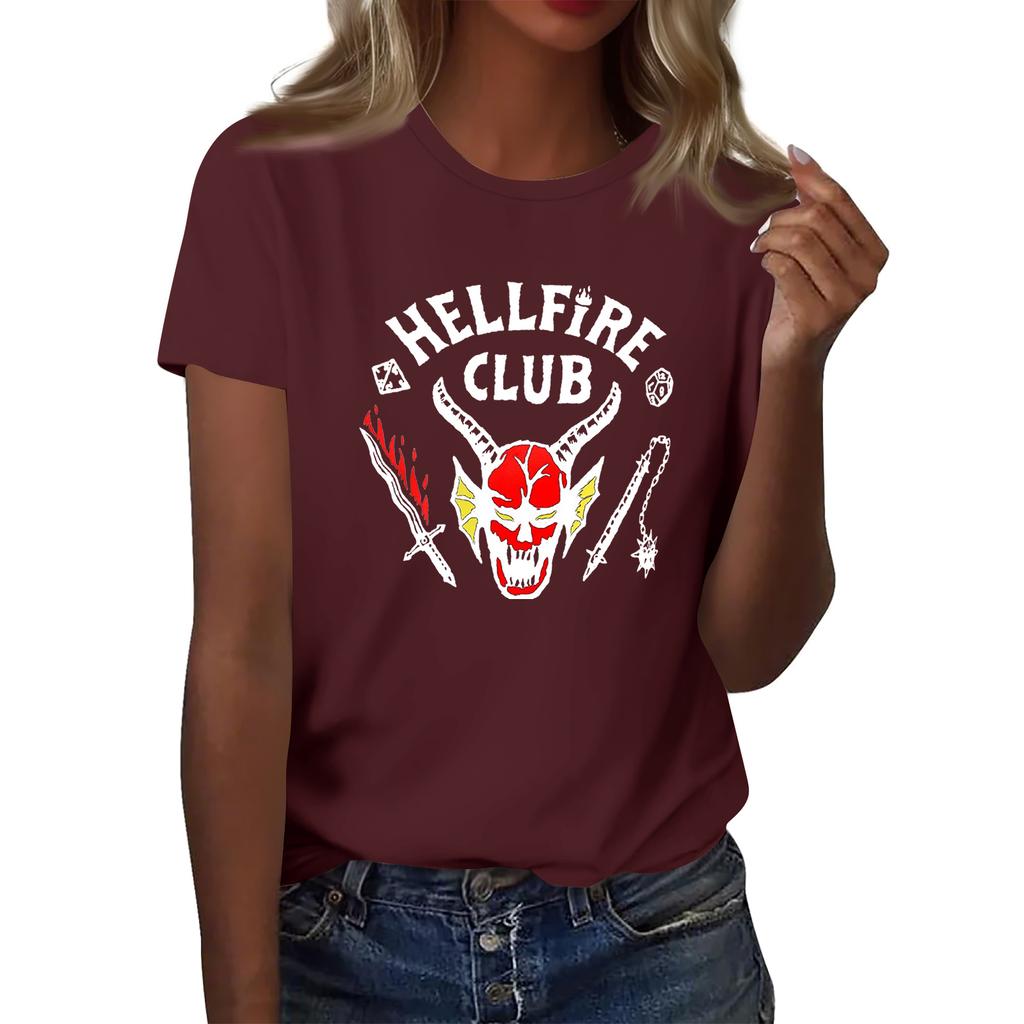 Women's Fashionable Casual Short Sleeved Printed T-Shirt Round Neck Top