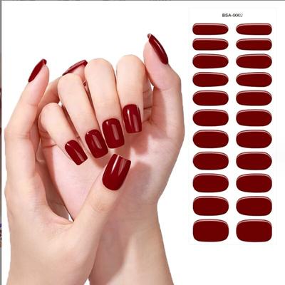 3 Design Semi-cured Gel Nail Art Stickers Solid Color 3D Full Cover Polish Nail Wraps Adhesive Decals Manicure Sliders Sticker
