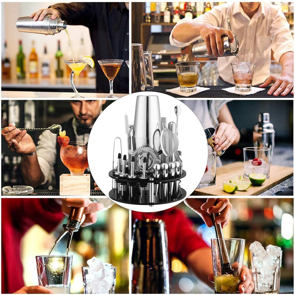33 Pieces Stainless Steel Mixer Cocktail Shaker Shaker Storage Rack Boston Mixer Set