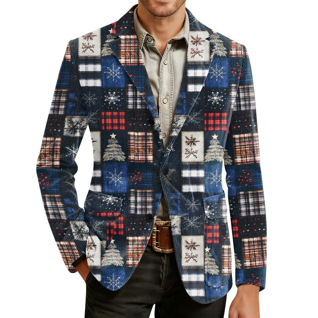 Herren Hässlicher Weihnachten Kord Warmtaschen Anzugjacke Strickjacke Herren Freizeitanzug