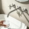 Gunmetal Gray Concealed Basin Faucet - All Copper, Wall-Mounted Design for Bathroom.