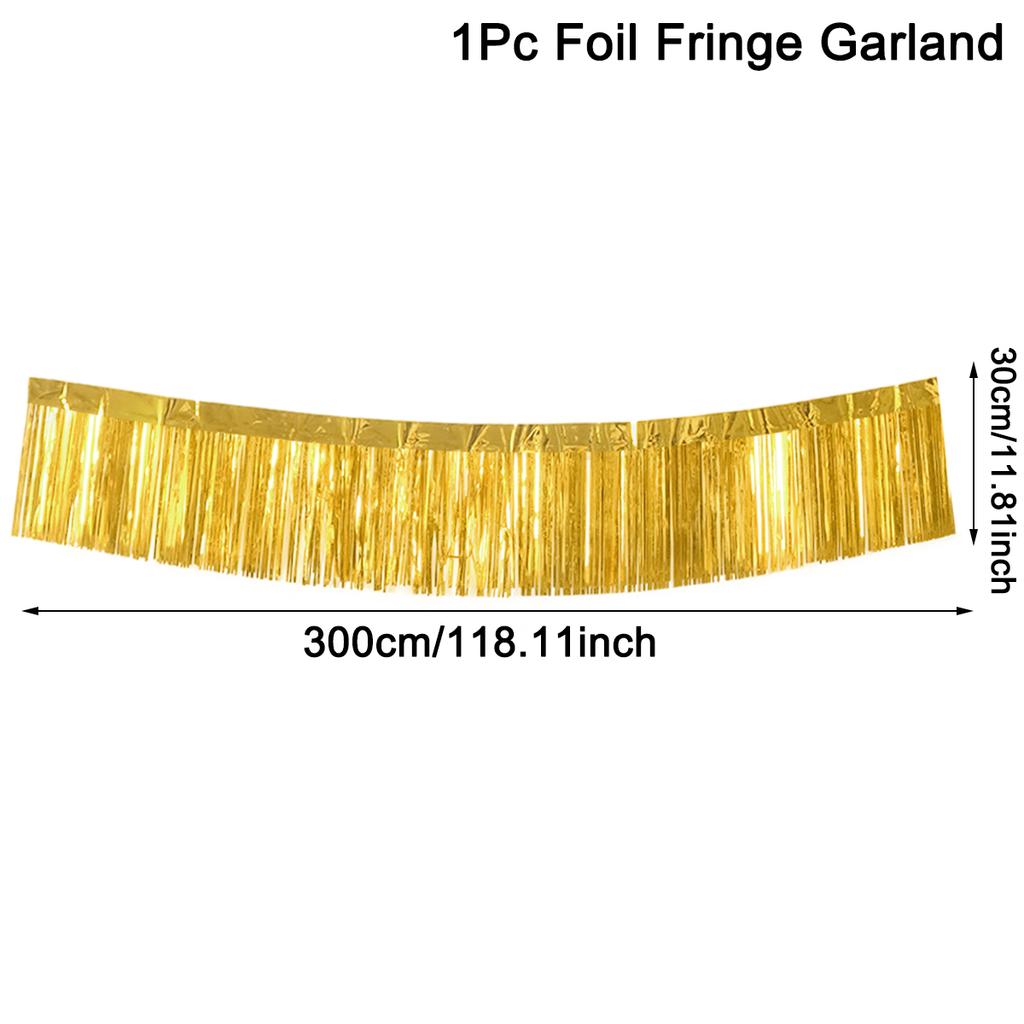 30x300CM Party Backdrop Foil Fringe Garland Metallic Tinsel Streamers Banner Hanging for Birthday Wedding Christmas Decorations