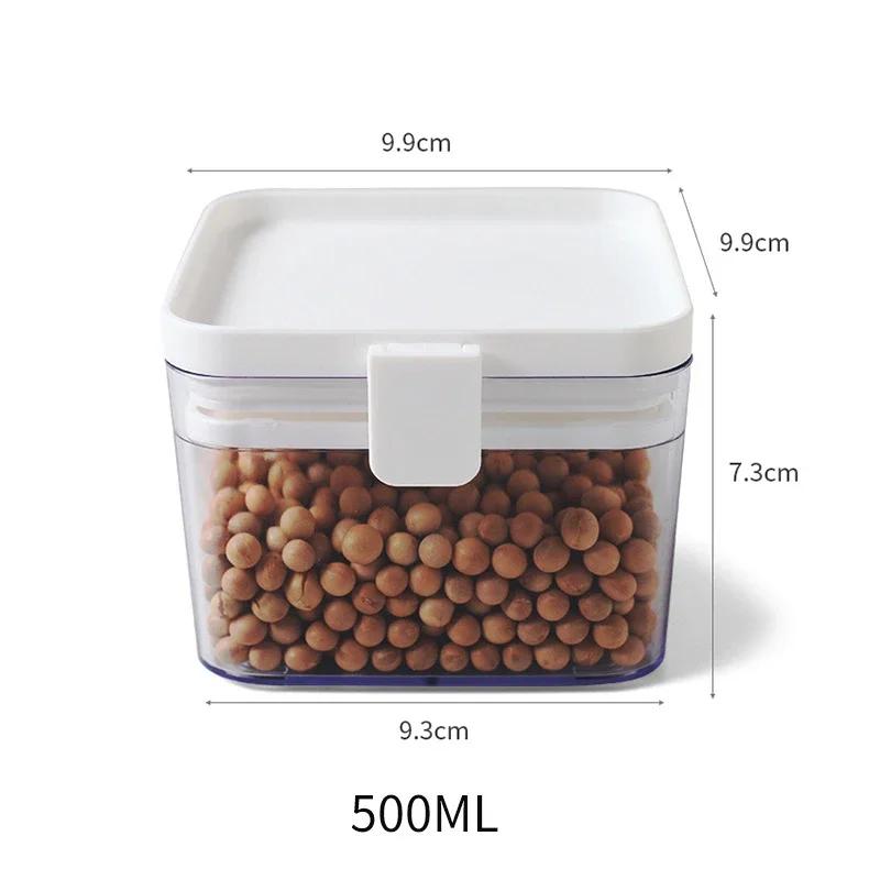 Transparent Sealed Plastic Food Storage Container for Kitchen Refrigerator, 500/1000/1600ML Noodle Box, Multigrain Storage Tank