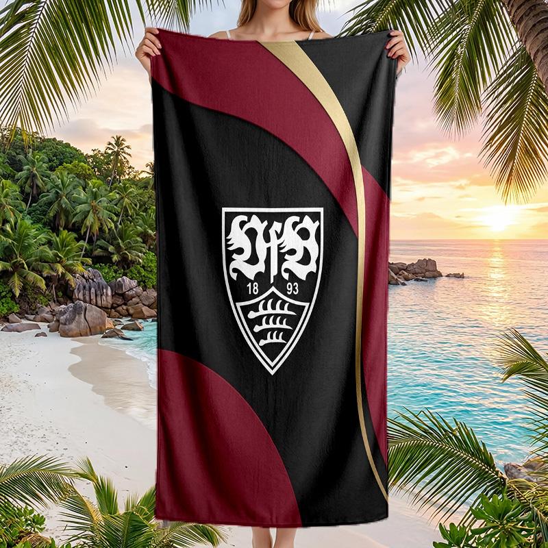 Asciugamano da Spiaggia Calcio VfB Stuttgart Morbida Microfibra Asciugamano Estivo Asciugatura Rapida Assorbente per Spiaggia Piscina Viaggio