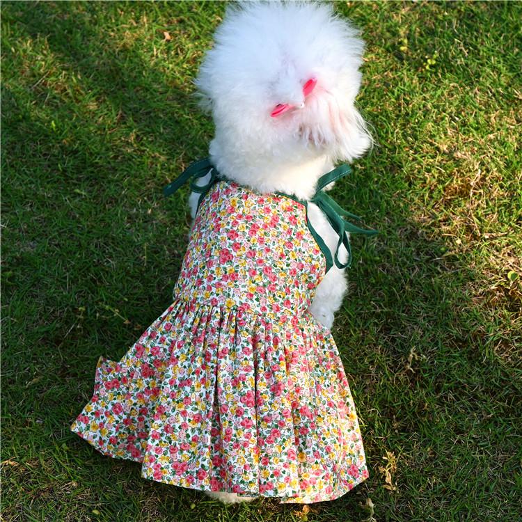 Primavera e verão cachorro floral suspensório saia roupas gato roupas suprimentos para animais de estimação suspensório malha saia vestido menina pequena roupas para cachorro