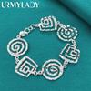 925 Sterling Silver Round/Square Swirl Bracelet For Women Wedding Party Fashion Jewelry