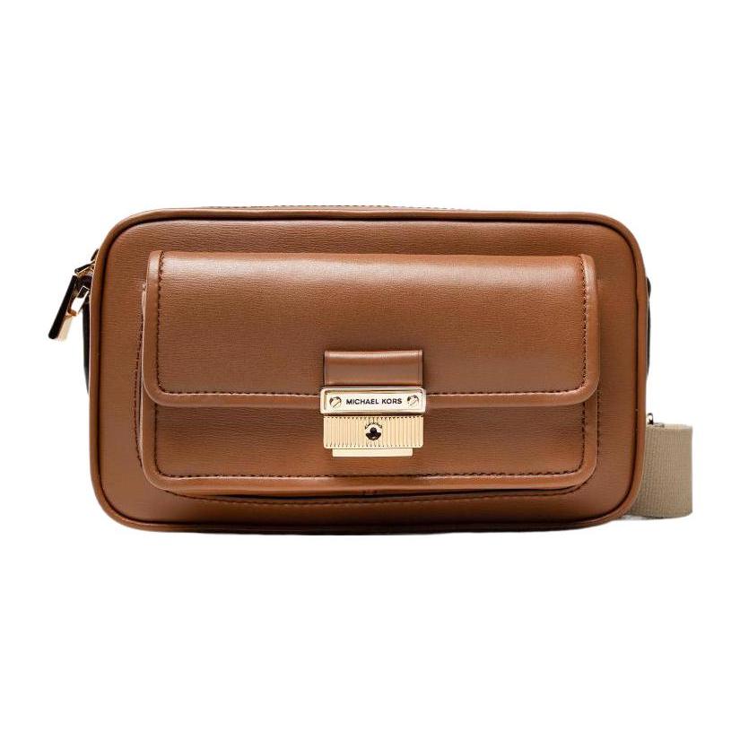 

New MICHAEL KORS Bradshaw Leather Camera Bag, Crossbody Bag, Shoulder Bag Women s Caramel Brown 32F1G2BC2L-230 22.1*6.1*13.0CM