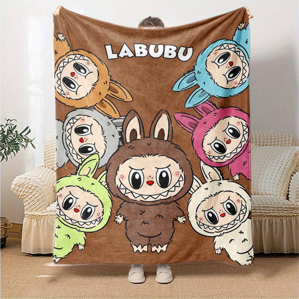 Labubu Blanket Comfortable Suitable for Seaside Couch Bedding for All Seasons Playful Design Unique Gift for Family and Friends Camping