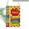 2D Flat, 1pc "Welcome Back To School" Metal Wall Art Sign with Apple & Colorful Pencils - 8*12 Inch Aluminium Classroom Decor, Polka Dot & Rainbow