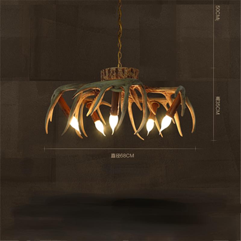 Deer Horn Chandelier Retro Living Room Dining Room Bedroom Study Ceiling Light