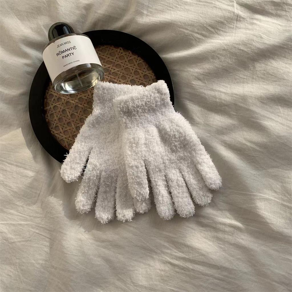 Coral Fleece Gloves Ins Japan And Korea Cute Simple Candy Color Five Fingers Fashion Warm Student