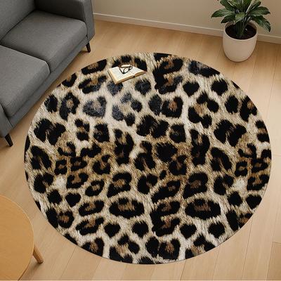 1 pièce Tapis de Sol Rond Imprimé Léopard pour Chaise - Antidérapant, Tapis de Sol pour Bureau, Chambre à Coucher et Décoration Intérieure -1002006