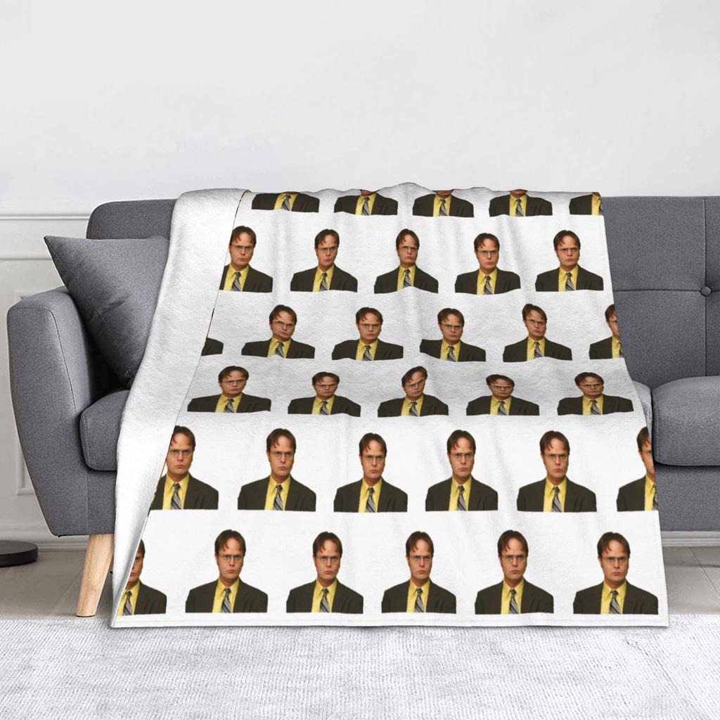 Dwight Schrute Collage Blanket Fleece Autumn/Winter The Office Rainn Wilson Warm Throw Blanket for Sofa Outdoor Rug Piece