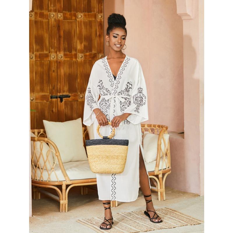 Damenmode Frühling Herbst Langarm V-Ausschnitt Hohe Taille Freizeitkleider