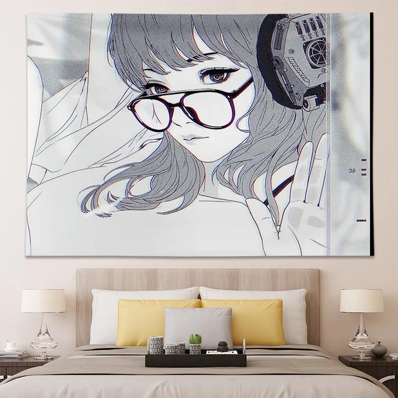 Japanese Teen Room Decoration Posters and Prints Kawaii  Anime Large Tapestry Bedroom Wall Murals Customizable