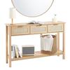 Rattan Konsolentisch mit 3 Schubladen Rattan Schiebetür Natur