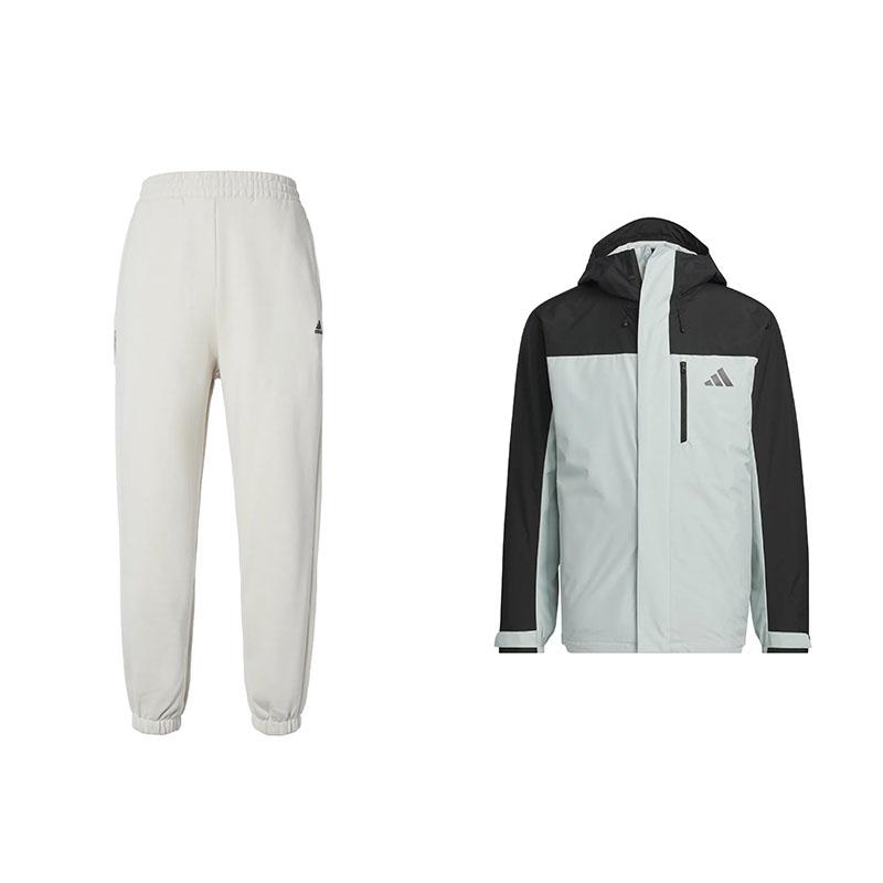 

Adidas Logo Fleece Loose Fit Zip-Up Hoodie And Long Pants Casual Sports Set Men sets JW1650+IV7602 L